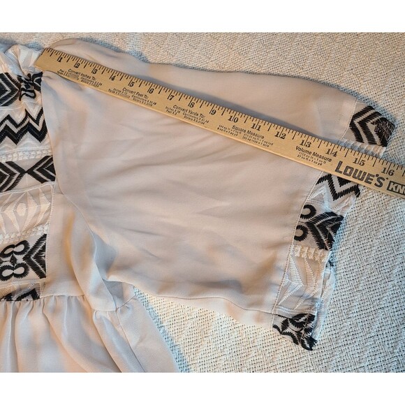 Knox Rose Womens XL Boho Embroidered Tribal Print Empire Waist Blouse Sheer - Picture 10 of 10